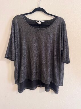BCBGeneration Oversized Metallic Scoop Neck Tunic Top, Size Small